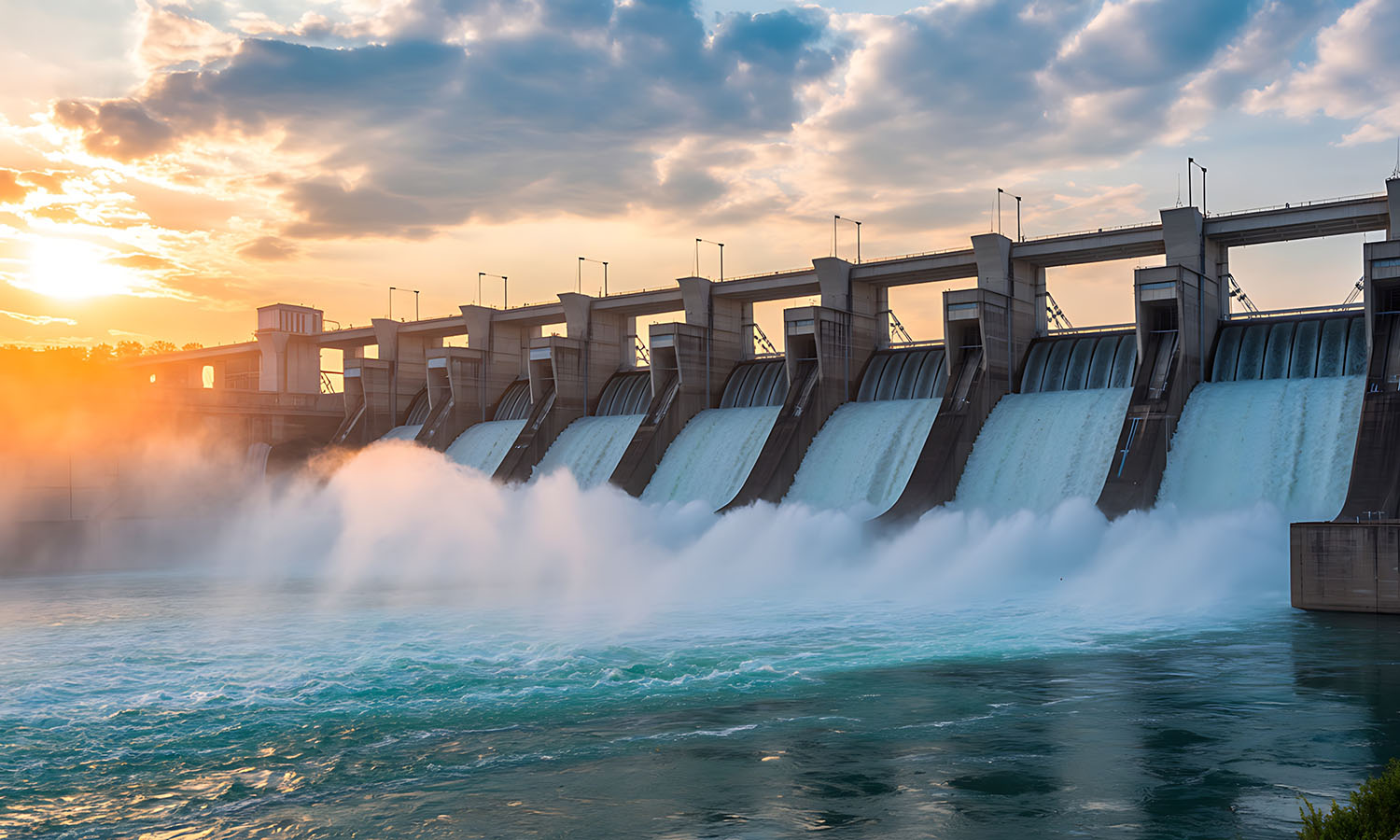 Water Dam at Dusk